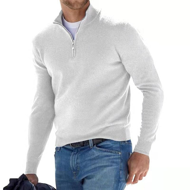 Pull homme demi-zip confortable manches longues