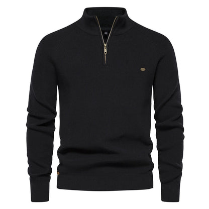 Pull en tricot pour homme, chaud, col montant