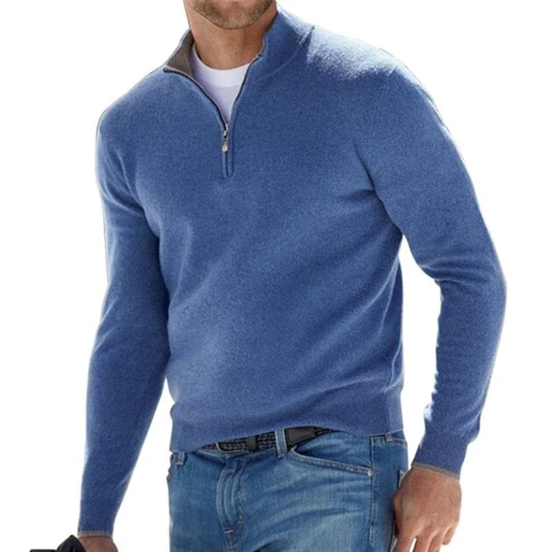 Pull homme à manches longues en tricot avec fermeture éclair