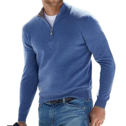 Pull homme à manches longues en tricot avec fermeture éclair