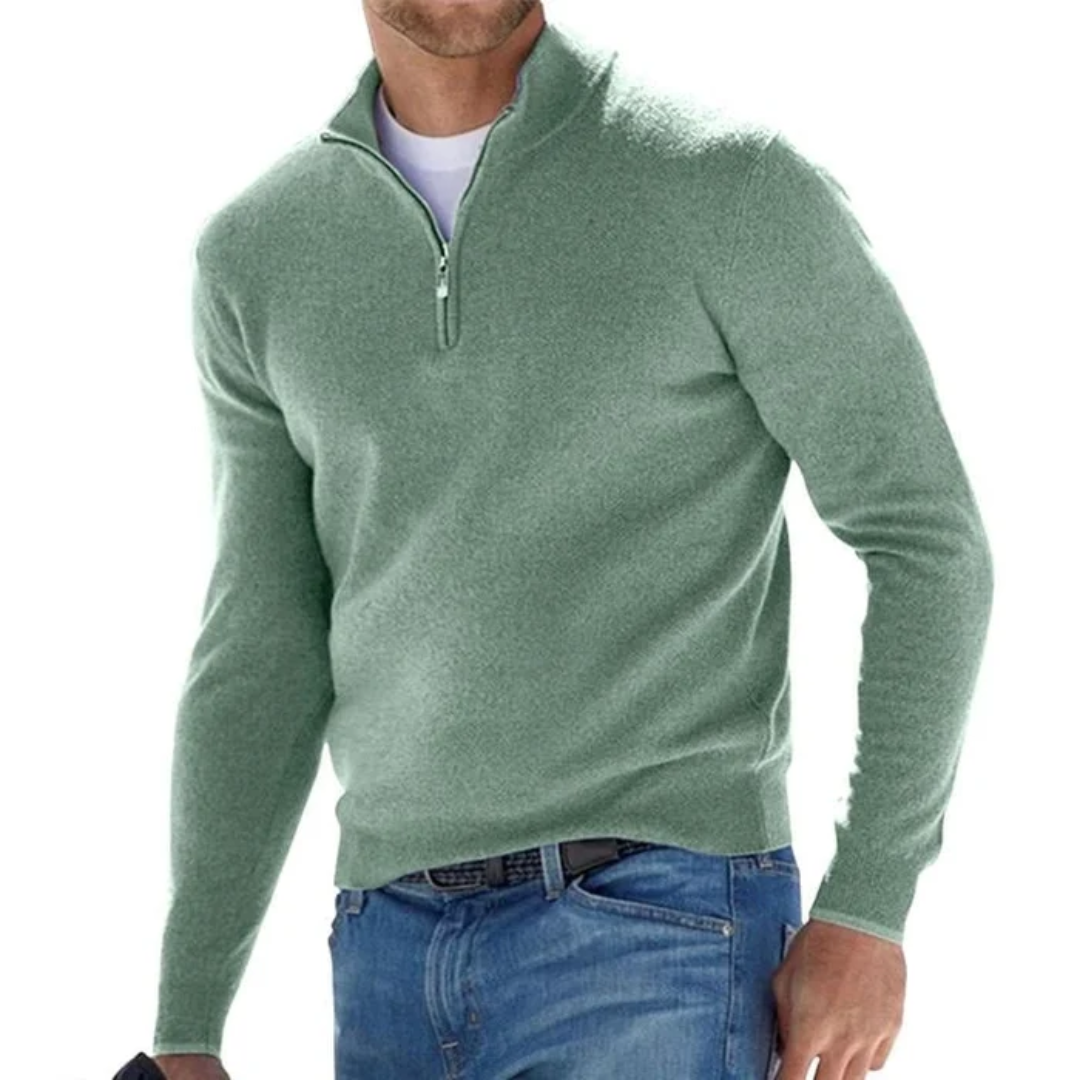 Pull homme à manches longues en tricot avec fermeture éclair