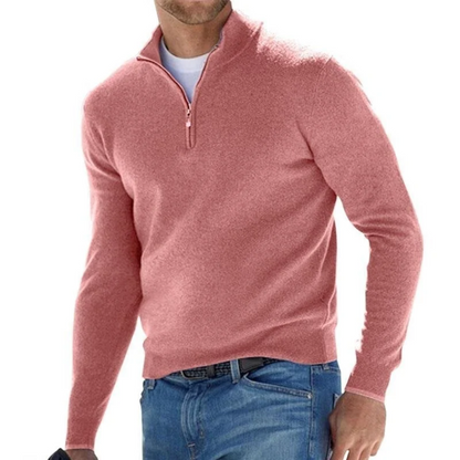 Pull homme à manches longues en tricot avec fermeture éclair