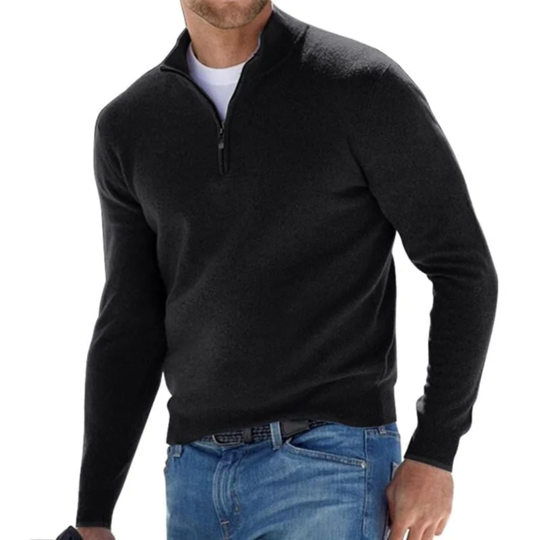 Pull homme à manches longues en tricot avec fermeture éclair