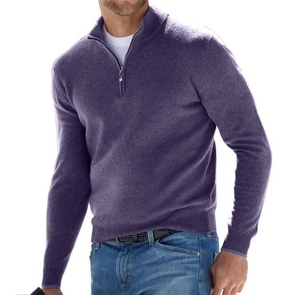Pull homme à manches longues en tricot avec fermeture éclair