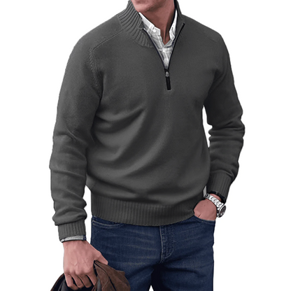 Pull en tricot décontracté demi-zippé pour homme