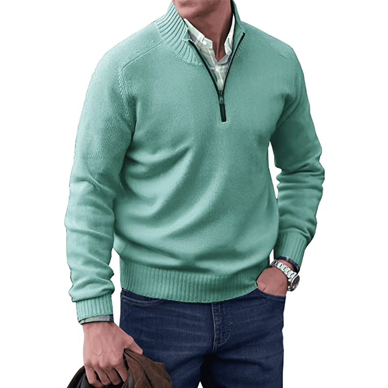 Pull en tricot décontracté demi-zippé pour homme