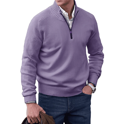 Pull en tricot décontracté demi-zippé pour homme
