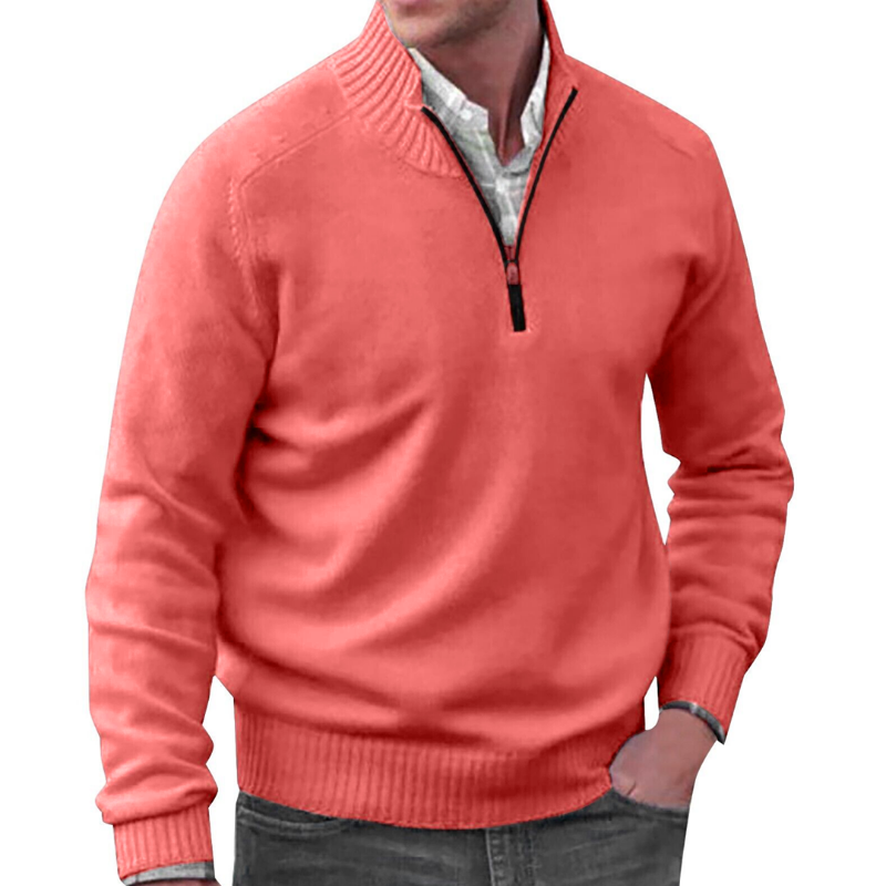 Pull en tricot décontracté demi-zippé pour homme