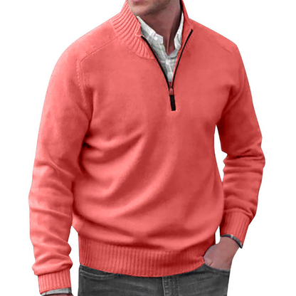 Pull en tricot décontracté demi-zippé pour homme