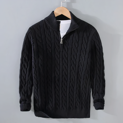 Pull en tricot torsadé à manches longues pour homme