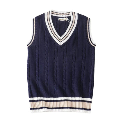 Gilet en tricot sans manches à col en V pour homme