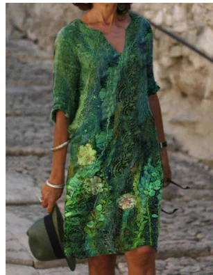 Robe manches longues pour femmes, motif moderne