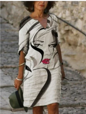 Robe manches longues pour femmes, motif moderne