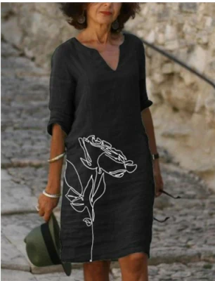 Robe manches longues pour femmes, motif moderne