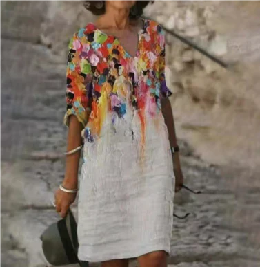 Robe manches longues pour femmes, motif moderne
