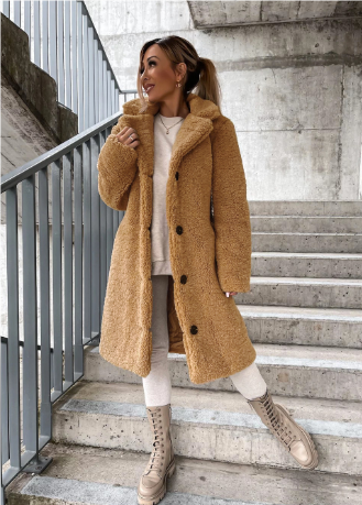 Manteau Teddy Femme Doux Oversize Long