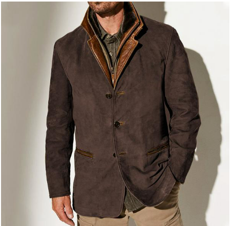 Blouson en cuir suédé moderne pour homme
