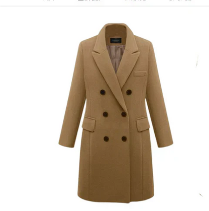 Trench-coat d'hiver élégant à coupe longue pour femme
