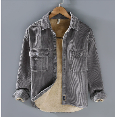 Veste en velours côtelé confortable verte pour homme