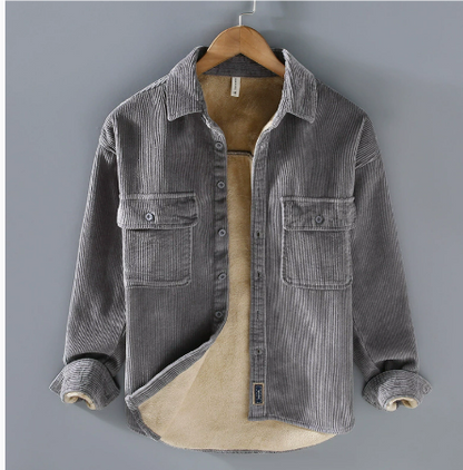 Veste en velours côtelé confortable verte pour homme