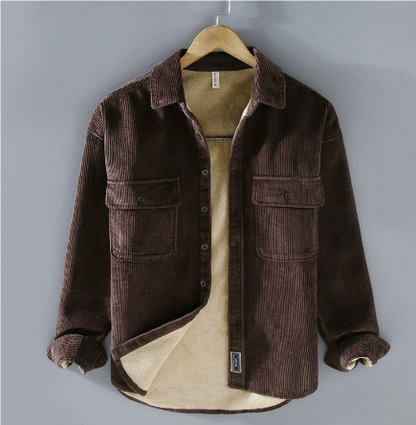 Veste en velours côtelé confortable verte pour homme