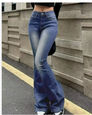 Jean taille haute pour femme, coupe évasée