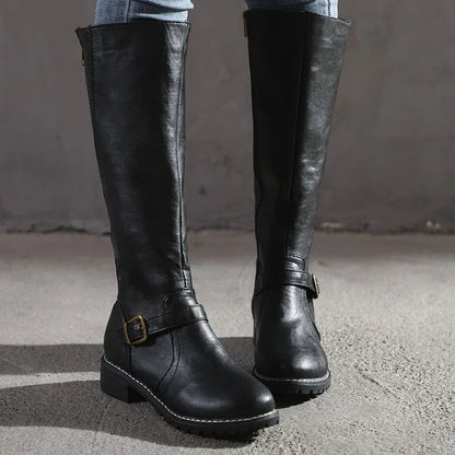 Bottes hauteur genou Boucles fines Effet cuir