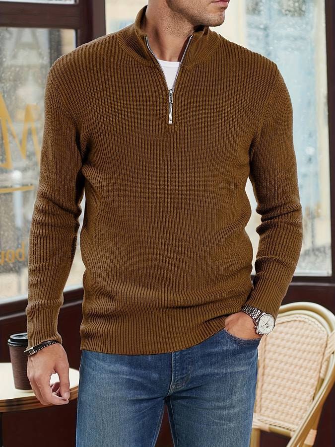 Pull-over homme demi-zip chaud hiver