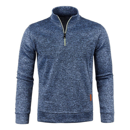 Sweat-shirt homme col zippé manches longues