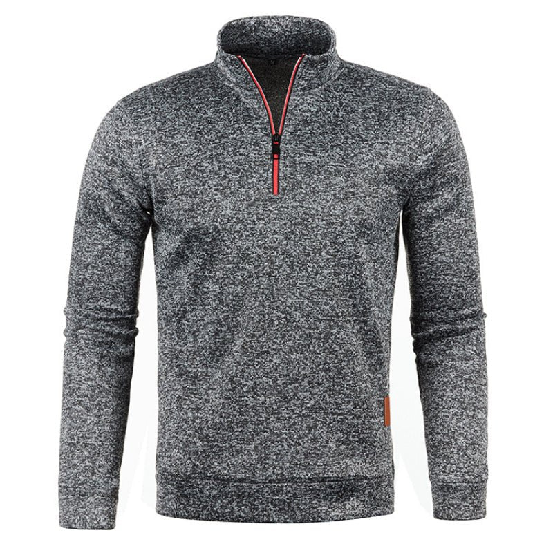 Sweat-shirt homme col zippé manches longues