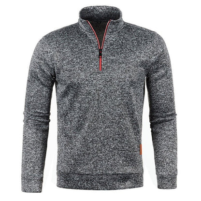 Sweat-shirt homme col zippé manches longues