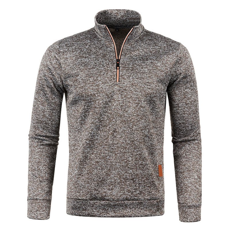 Sweat-shirt homme col zippé manches longues