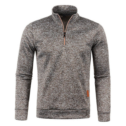 Sweat-shirt homme col zippé manches longues