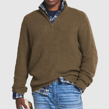 Pull-over homme chaud à demi-zip