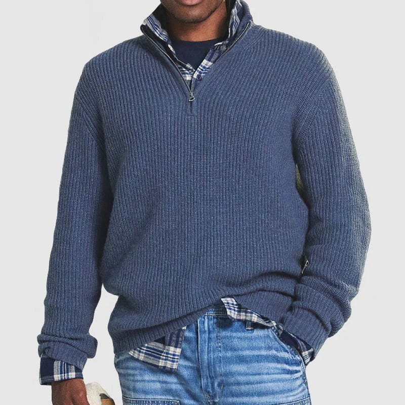 Pull-over homme chaud à demi-zip