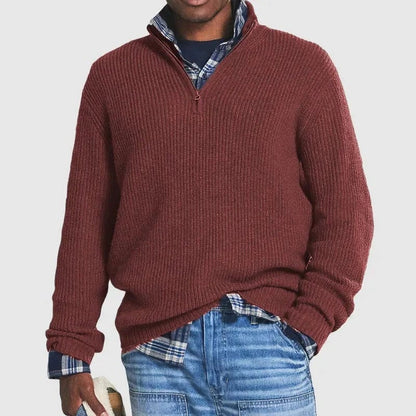 Pull-over homme chaud à demi-zip