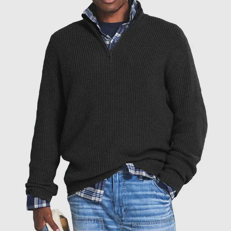 Pull-over homme chaud à demi-zip