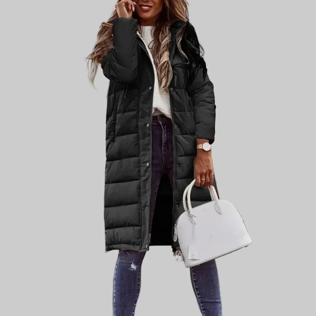 Warme Winterjacke Damen Kapuze Lang - IdealeKleiden