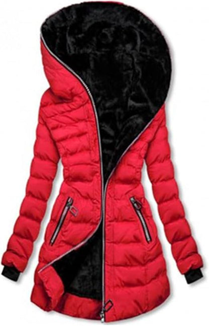 Robe chaude d'hiver | Veste à capuche doublée pour femme