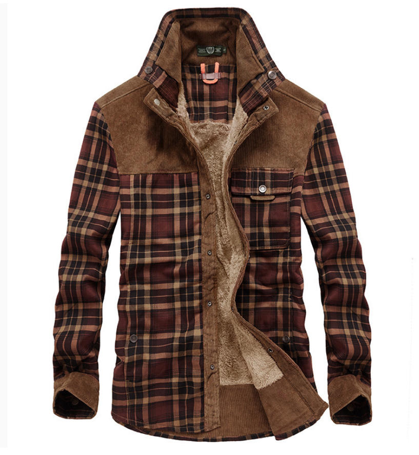 Veste d'hiver homme flanelle col montant chaleur