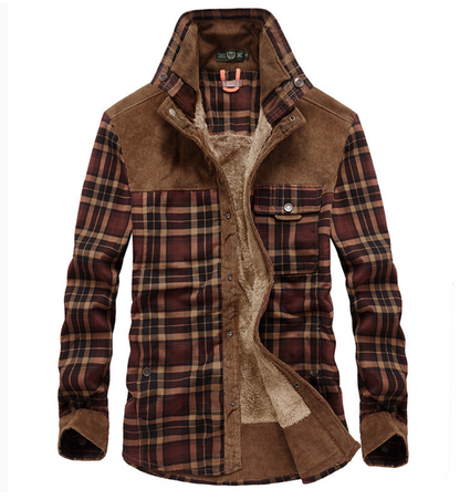 Veste d'hiver homme flanelle col montant chaleur