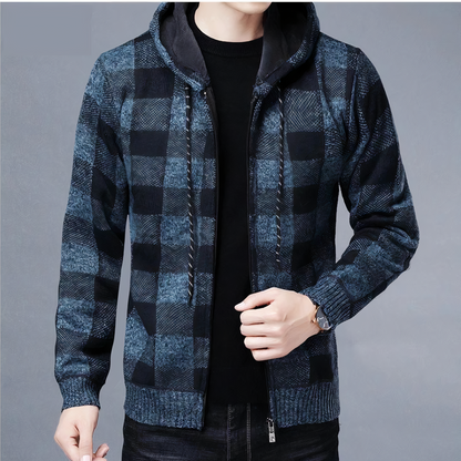 Manteau d'hiver à carreaux avec capuche