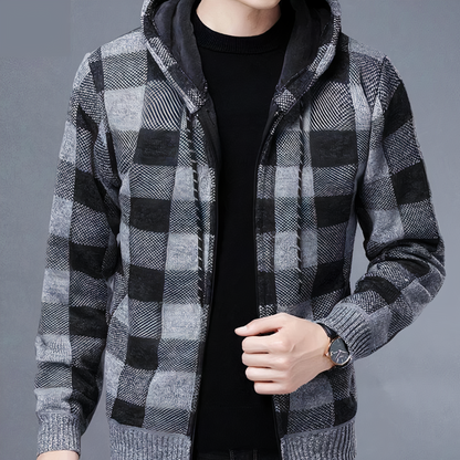 Manteau d'hiver à carreaux avec capuche