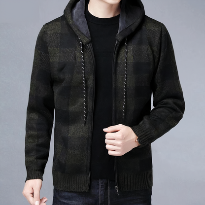 Manteau d'hiver à carreaux avec capuche