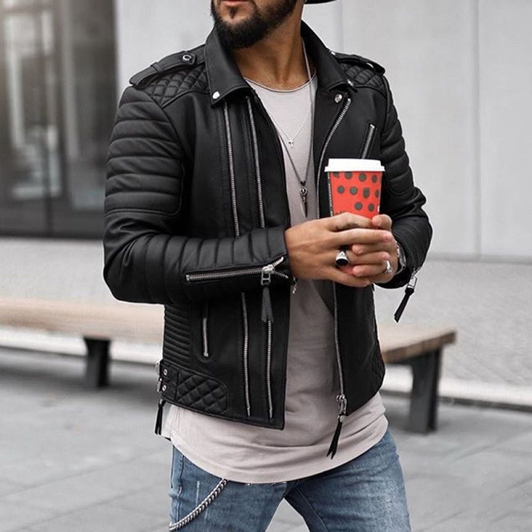 Blouson en cuir élégant pour homme coupe slim