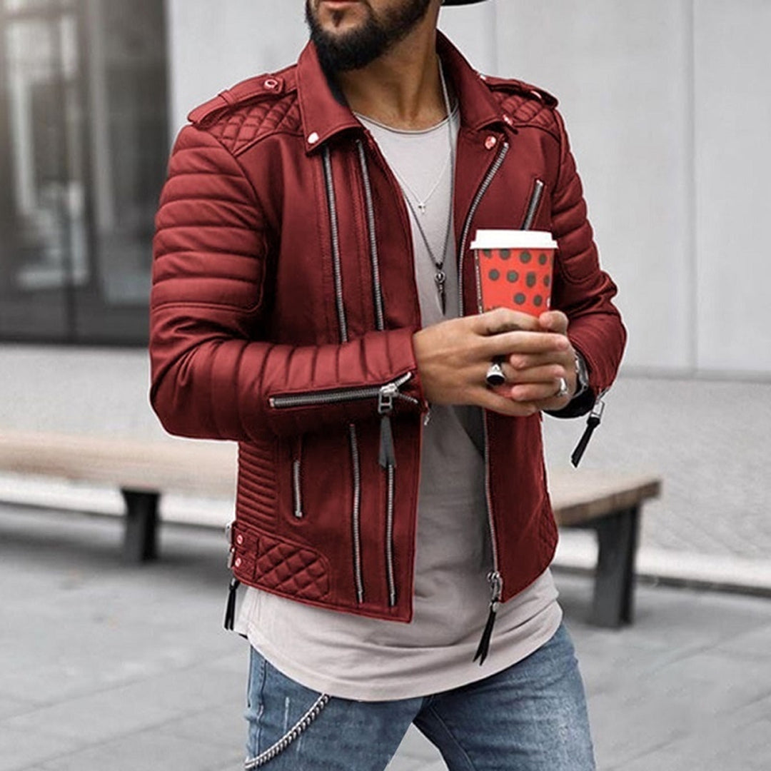Blouson en cuir élégant pour homme coupe slim