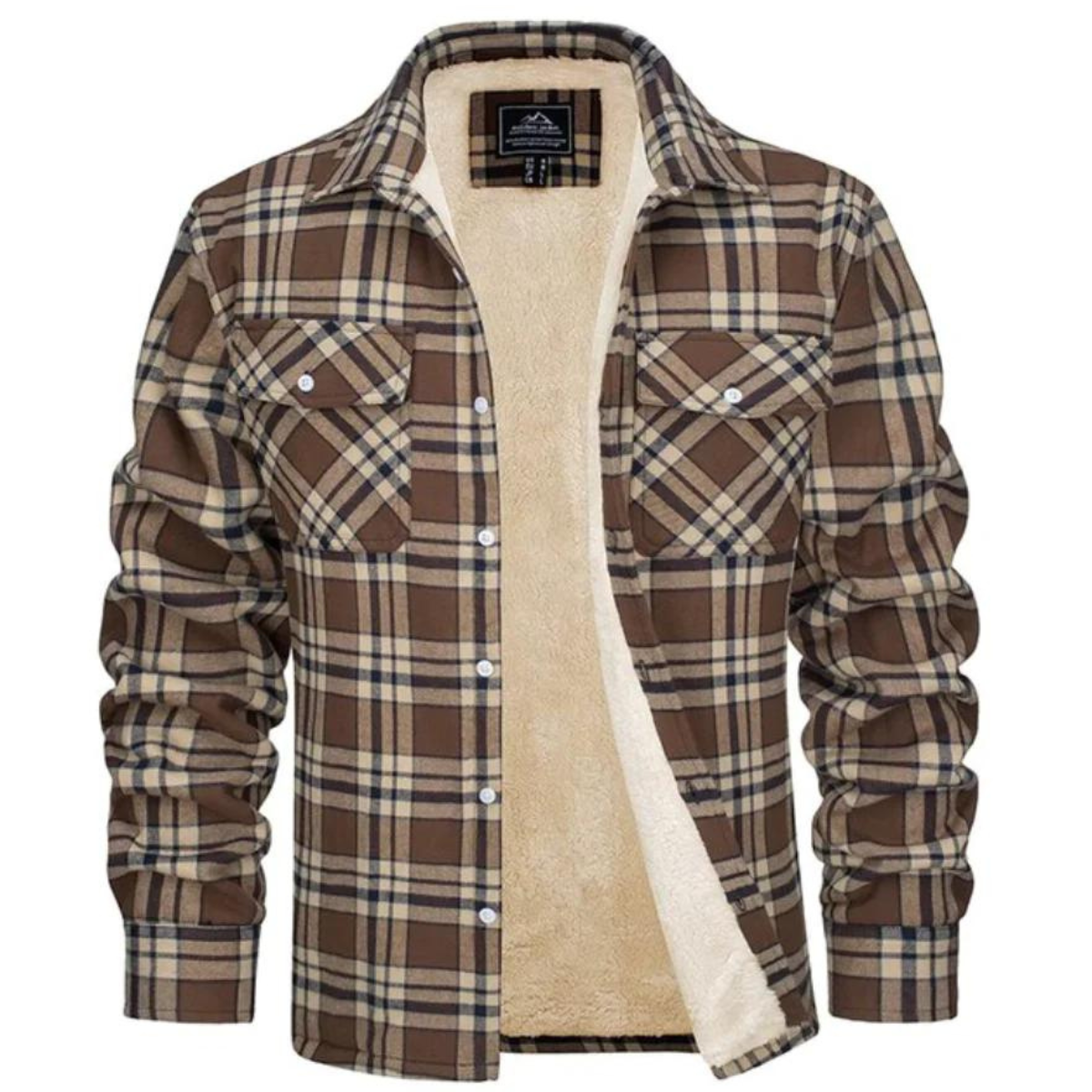 Chemise-veste en flanelle pour homme avec doublure Sherpa chaude