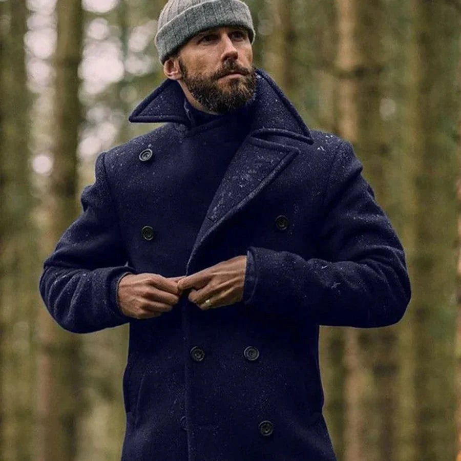 Manteau d'hiver homme laine élégant noir
