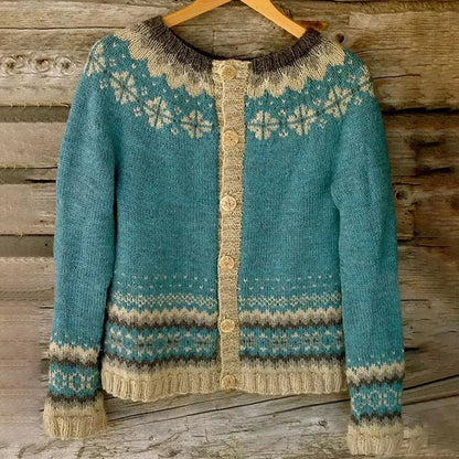 Cardigan Femme Style Norvégien Chaud