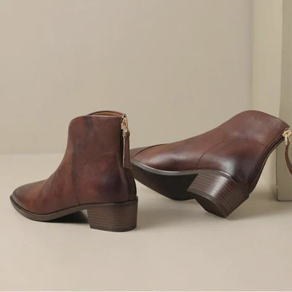 Bottines Femme Cuir Talon Carré Élégantes